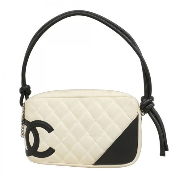 Chanel Cambon handbag in lambskin, white and black, for women - Picture 1 of 15